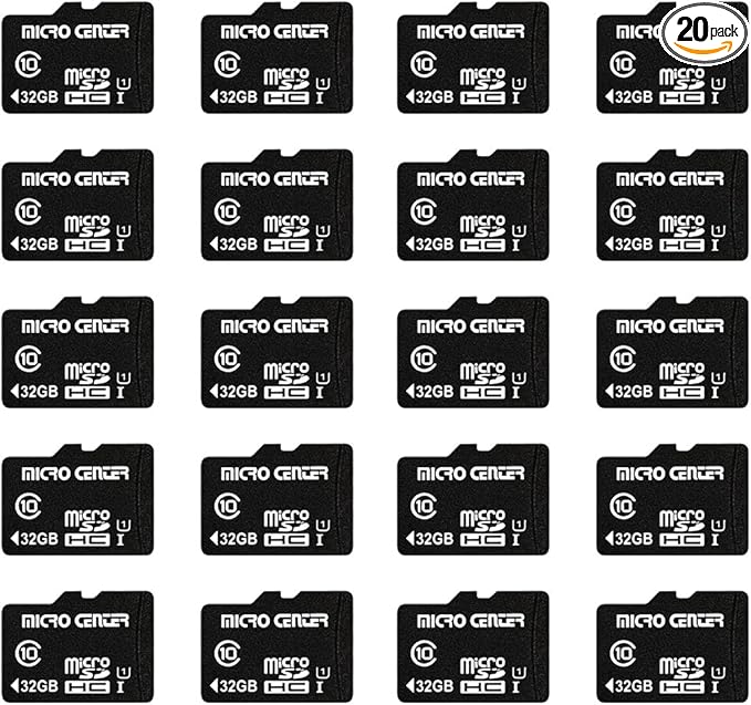 Micro Center 32GB Class 10 Micro SDHC Flash Memory Card 20 Pack with Adapter for Mobile Device Storage Phone, Tablet, Drone & Full HD Video Recording - 80MB/s UHS-I, C10, U1 (20 Pack)