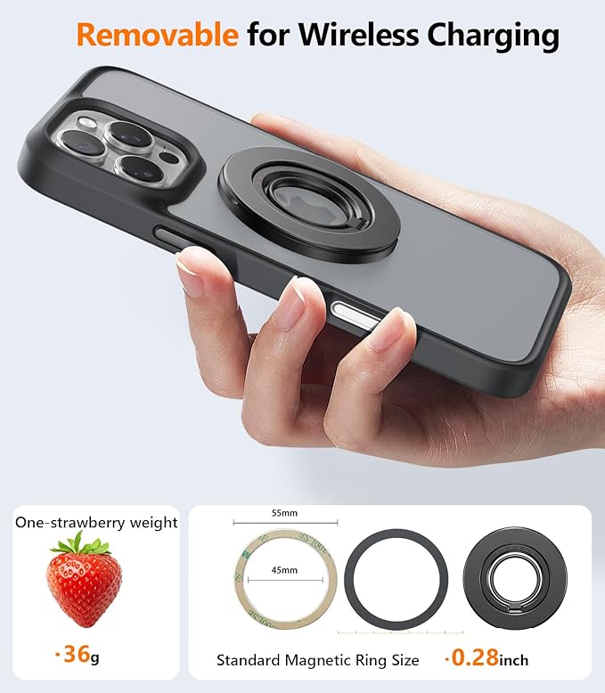 TORRAS 2025 Upgrade [Dual-Ring] Fit for MagSafe Phone Grip Ring Holder Compatible with MagSafe Kickstand Magnetic for iPhone 16/15/14/13/12/11 Samsung, Google Accessories, Desert Titanium Gold