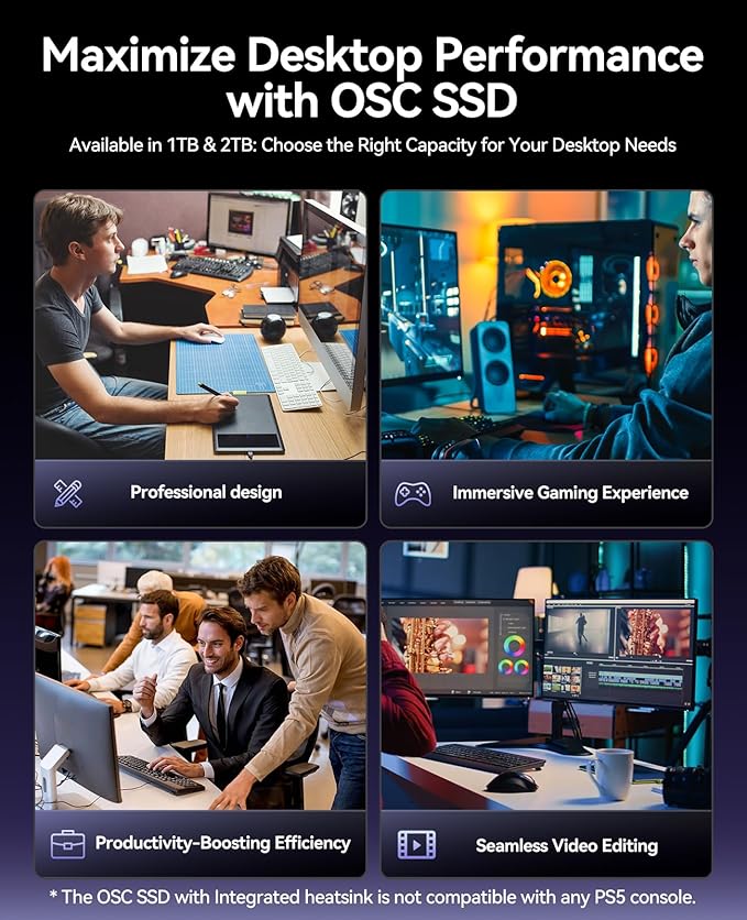 ORICO OSC 4TB M.2 NVMe SSD for Desktop PC, PCIe 4.0 Internal SSD with 7450MB/s Read, TLC NAND, Pre-Installed Pro-Grade Finned Heatsink, Innovative IceArmor Cooling, M.2 2280 Drive