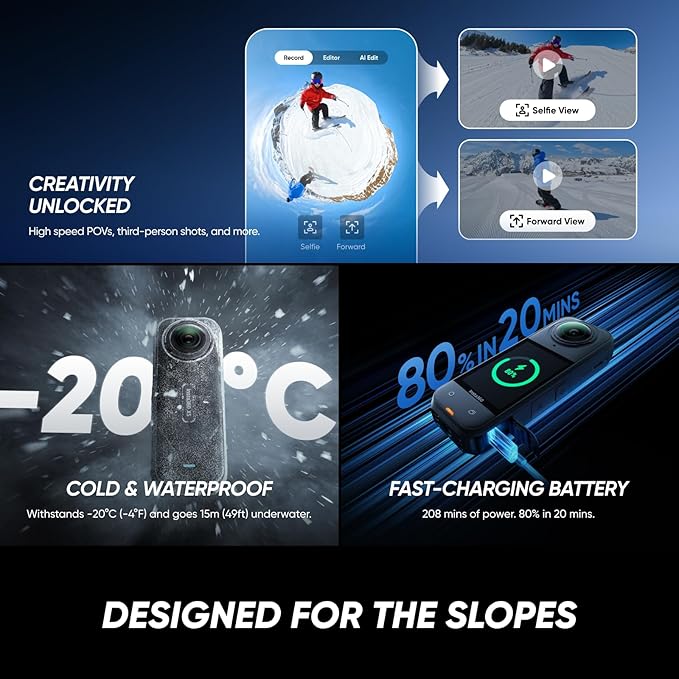 Insta360 X5 Lens Guards Bundle - Waterproof 8K 360° Action Camera, Leading Low Light, Invisible Selfie Stick Effect, Rugged & Replaceable Lens, 3-Hour Battery, Clear Audio, Stabilization