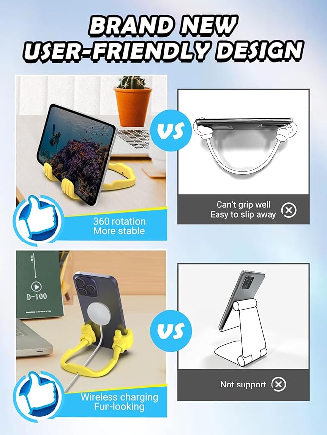 Dad Gifts for Fathers Day from Daughter Son Cell Phone Stand: 4 Pack UPGRADE Adjustable Thumbs Up Lazy Phone Holder for Desk Fun Birthday Gifts for Grandma Teens Girls Boys Adults Husband from Wife