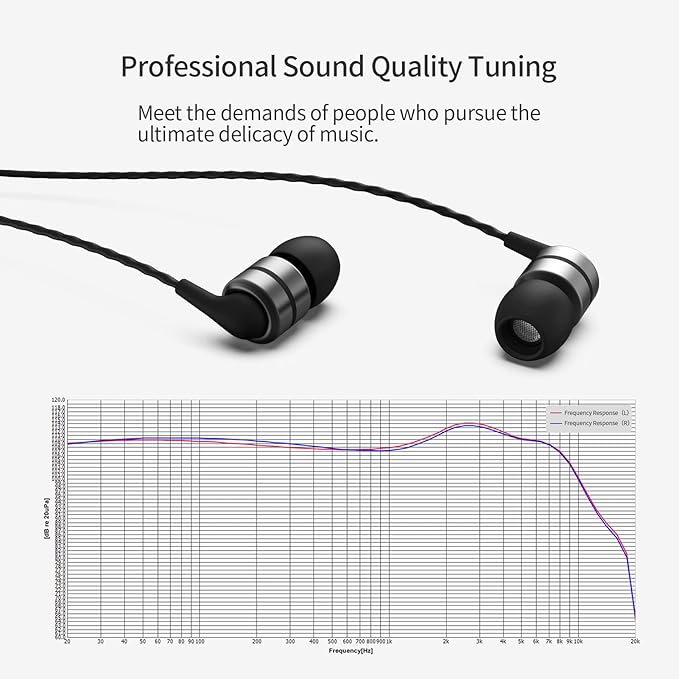 SoundMAGIC E80 Wired Earbuds, in-Ear Headphones with HiFi Stereo Sound and Noise Isolating, 3.5mm Jack for Phones and Laptops, No Mic (Gunmetal)