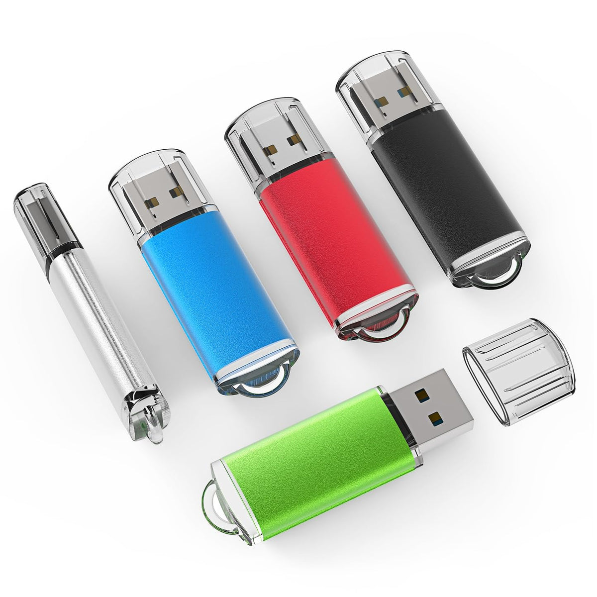 TOPESEL USB Flash Drive 5 Pack 4GB USB 2.0 Flash Drive Memory Stick USB Drive Thumb Drives USB Stick (5 Mixed Colors: Black Blue Green Red Silver)