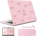 May Chen for MacBook Air 13.6 inch Case A3240 M4 A3113 M3 A2681 M2 with Retina Dispaly, 2025 2024 2023 2022 Release, Plastic Hard Shell Case with Screen Protector & Keyboard Cover, Chalk Pink Bow