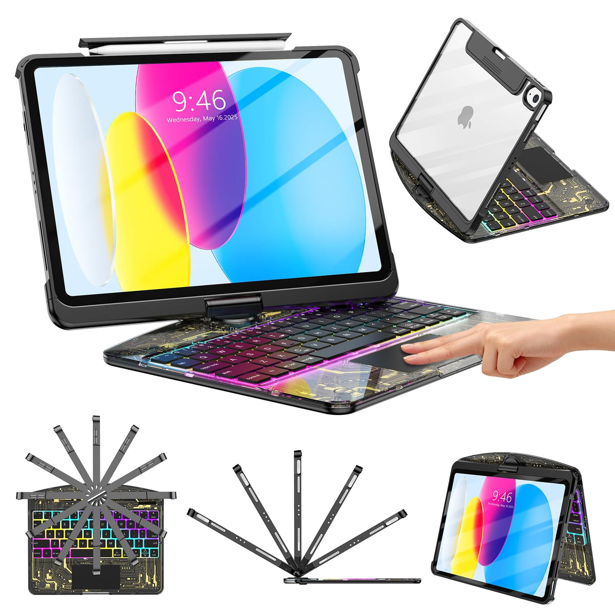 TSQQST Keyboard Case for iPad (A16) 11th/10th Generation 2025 2022, Pink