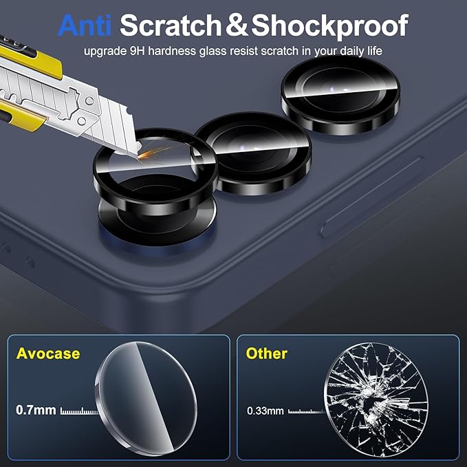 for Samsung Galaxy S25 Plus Camera Lens Protector, Individual Metal Ring Tempered Glass Lens Cover, [Strong Adsorption] Scratch Resistant Ultra-Thin HD Clear Lens Cover, 1 Set-Black Ring