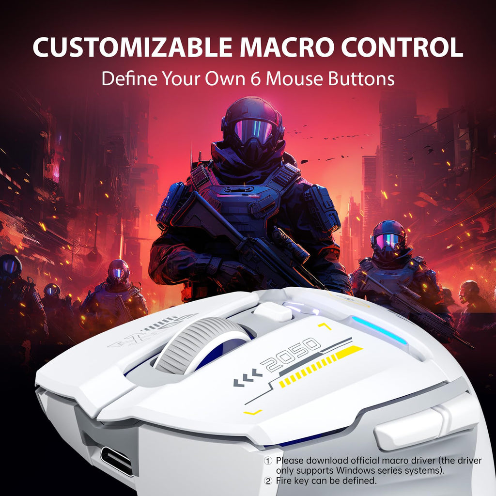 INPHIC IN9 Wireless Gaming Mouse, Real Tri-Mode 2.4G Wireless/Type-C Wired/Bluetooth Mouse, 10k DPl, Fully Programmable, RGB Lighting, Hyperspeed Rechargeable Wireless Mouse for Laptop PC Computer Mac