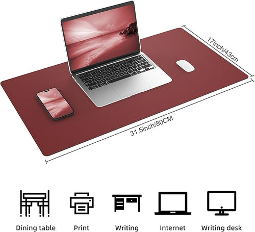 AFIING Cork Desk Mat, 31.5" x 17", Red,Leather Desk pad