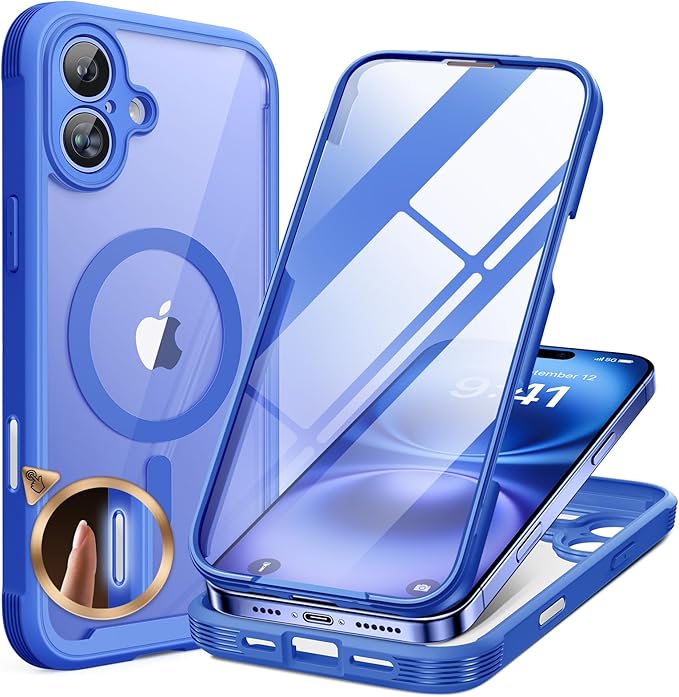 Miracase Magnetic for iPhone 12 Pro Max Case [Compatible with MagSafe] Full-Body Phone case with Built-in Glass Screen Protector& Camera Protector, Military Drop Proof 12 Pro Max Cover