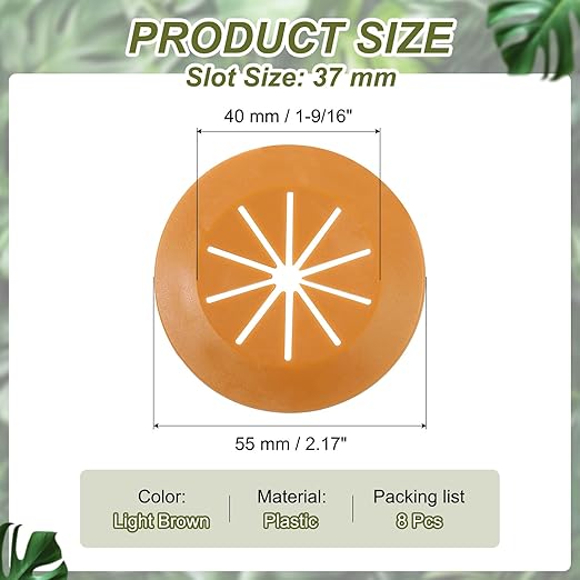 PATIKIL Desk Grommet 1-9/16", 8 Pcs Round Cable Grommet Cord Hole Cover with Adhesive Tape Flexible Table Wire Organizer for Office Home Table Countertop, Light Brown