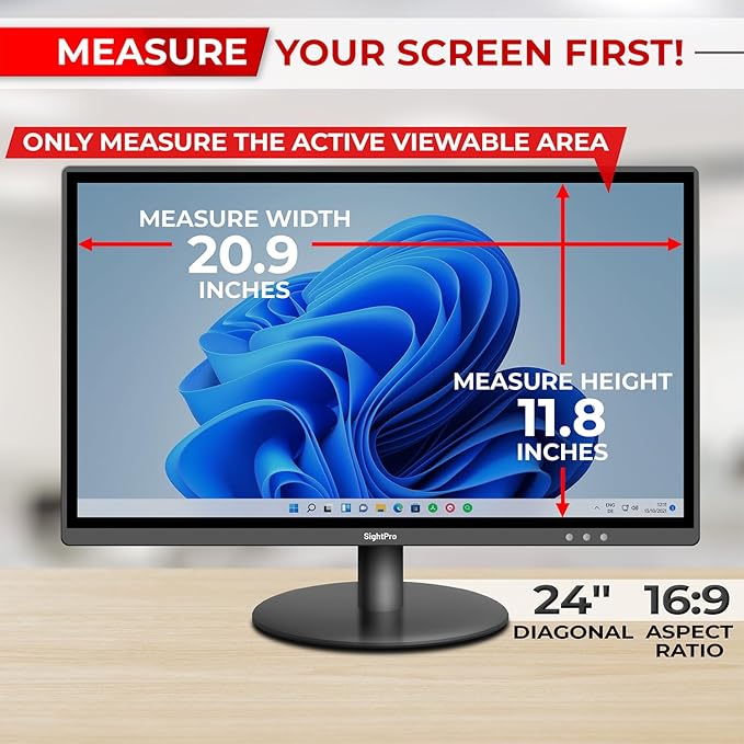 24 Inch 16:9 [2 Pack] Computer Privacy Screen Filter for Monitor - Privacy Shield and Anti-Glare Protector