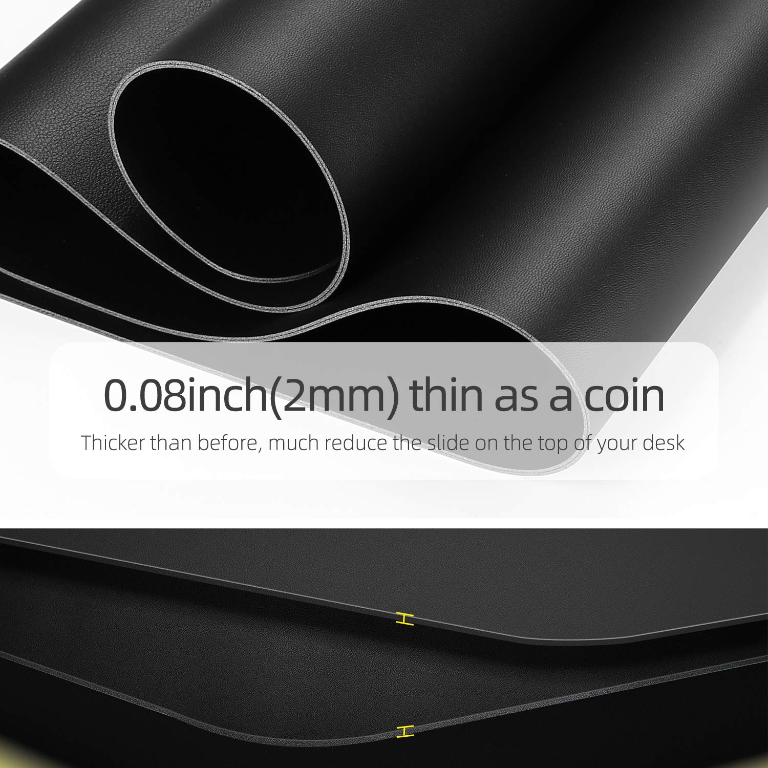 YSAGI Dual-Sided Desk Pad Protector, Desk Mat with Non-Slip - Waterproof PU Leather Office Desk Blotter for Mouse, Keyboard, Writing,31.5" x 15.7", Black