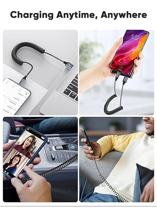 CableCreation Coiled USB C Cable 2Pack, Coiled USB A to USB C Cable for Car Type C Charger Cable for Carplay & Android Auto Compatible with iPhone 16,15, Samsung Galaxy S24 / S23, Pixel, Tablet