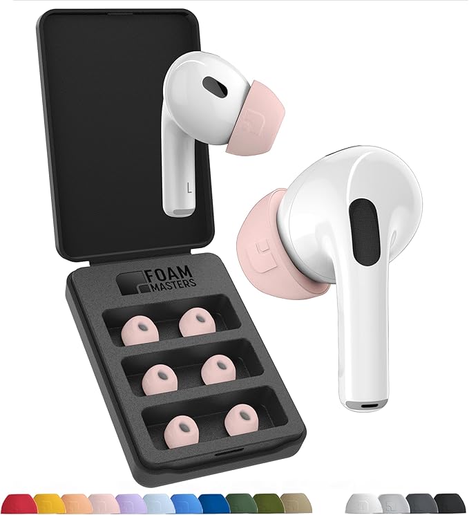 Foam Masters Ultra-Premium Memory Foam Ear Tips for AirPods Pro 1st & 2nd Gen | 3 Pairs | Black Magic Ver 6.0 | Secure | Comfort | Better Noise Cancel | Replacement Buds – Crystal Pink, Large