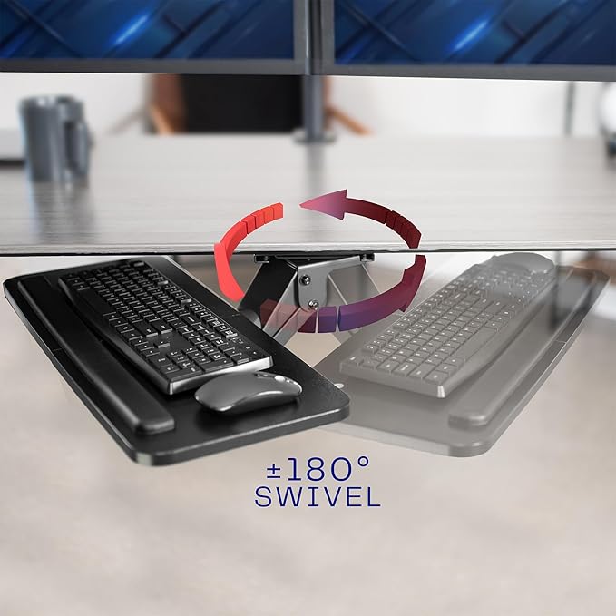 VIVO Adjustable Computer Keyboard & Mouse Platform Tray Ergonomic Under Table Desk Mount Drawer Underdesk Shelf (MOUNT-KB03B)