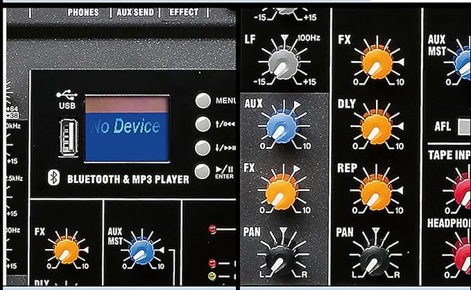 Pro 12 Channels Live Audio Mixer Bluetooth USB DJ Sound Mixing Console with 3 Stage Equalization Regulate 6 Modes Of Music for Family Ktv,Campus Speech,Meeting
