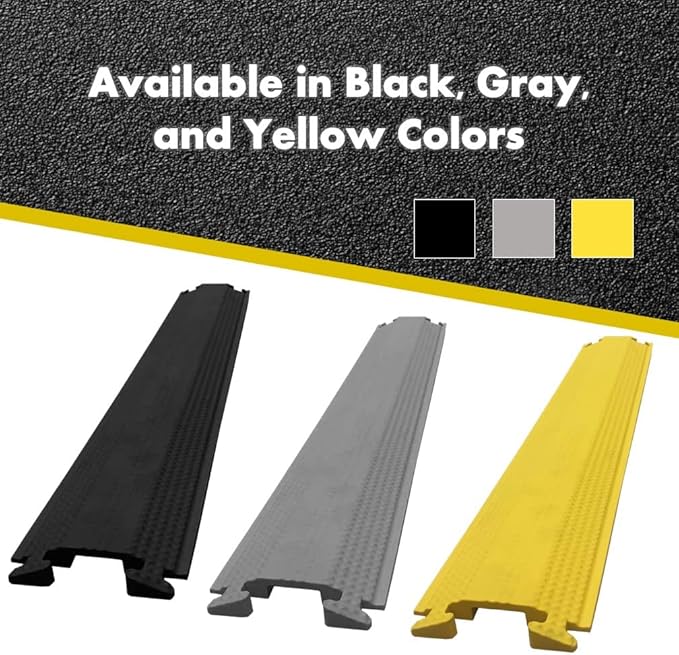 Kable Kontrol Drop Over Floor Cord Cover – 60” Inch Long 1 Channel Cable or Wire Protector – 140 Pcs Bulk Pack - Rubber Ramp for Indoor and Outdoor Use – Black