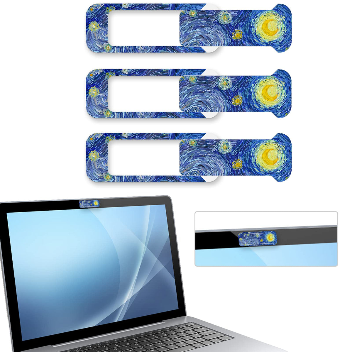 Webcam Cover, 3 Pieces, Laptop Camera Cover, Privacy Shielding Capacity is Twice as Big as The Traditional, Suitable for Computer Mobile Phones, laptops, Tablets and so on (Black)