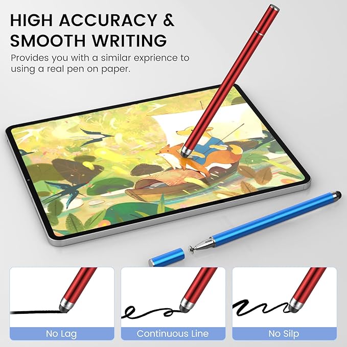 MEKO 4 Pack Stylus Pens for Touchscreens, 2-in-1 High Sensitivity&Precision Capacitive Stylus Pens for iPad iPhone Android Smartphone Tablets All Touchscreen Devices(4 Stylus + 12 Tips)