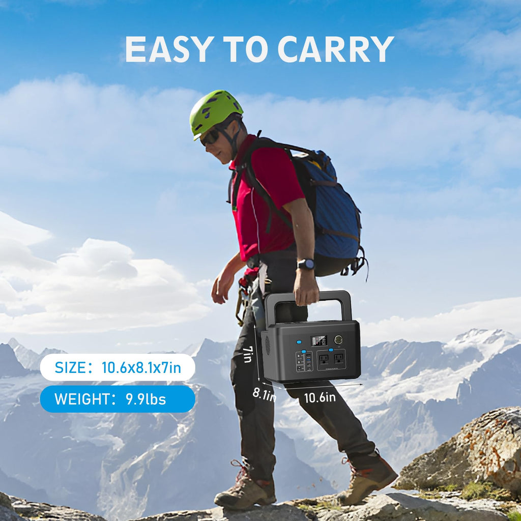 600W Portable Power Station, 296Wh Lithium Solar Generator for Camping