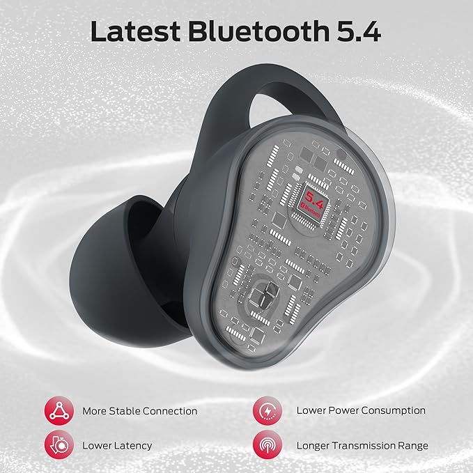 Monster N-Lite 210 Wireless Earbuds, Bluetooth 5.4 in-Ear Stereo Headphones, Built-in Mic for Crystal Clear Call, 32H Playtime, Type-C Charging, Waterproof in-Ear Ear Buds Earphones for Sports, Grey