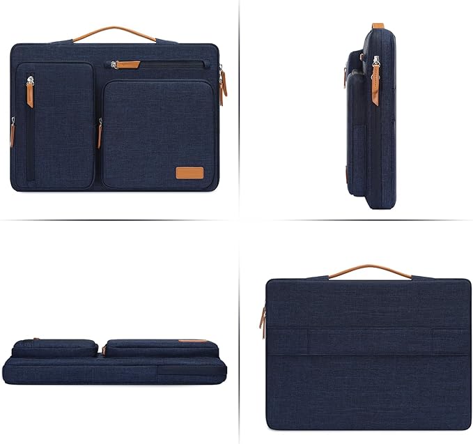 MOSISO 360 Protective Laptop Case 14 inch, 14 inch Laptop Sleeve Compatible with HP Lenovo Dell ASUS Acer, HP, Dell Latitude, Lenovo, Side Open Carrying Case with 4 Zipper Pockets&Handle, Navy Blue