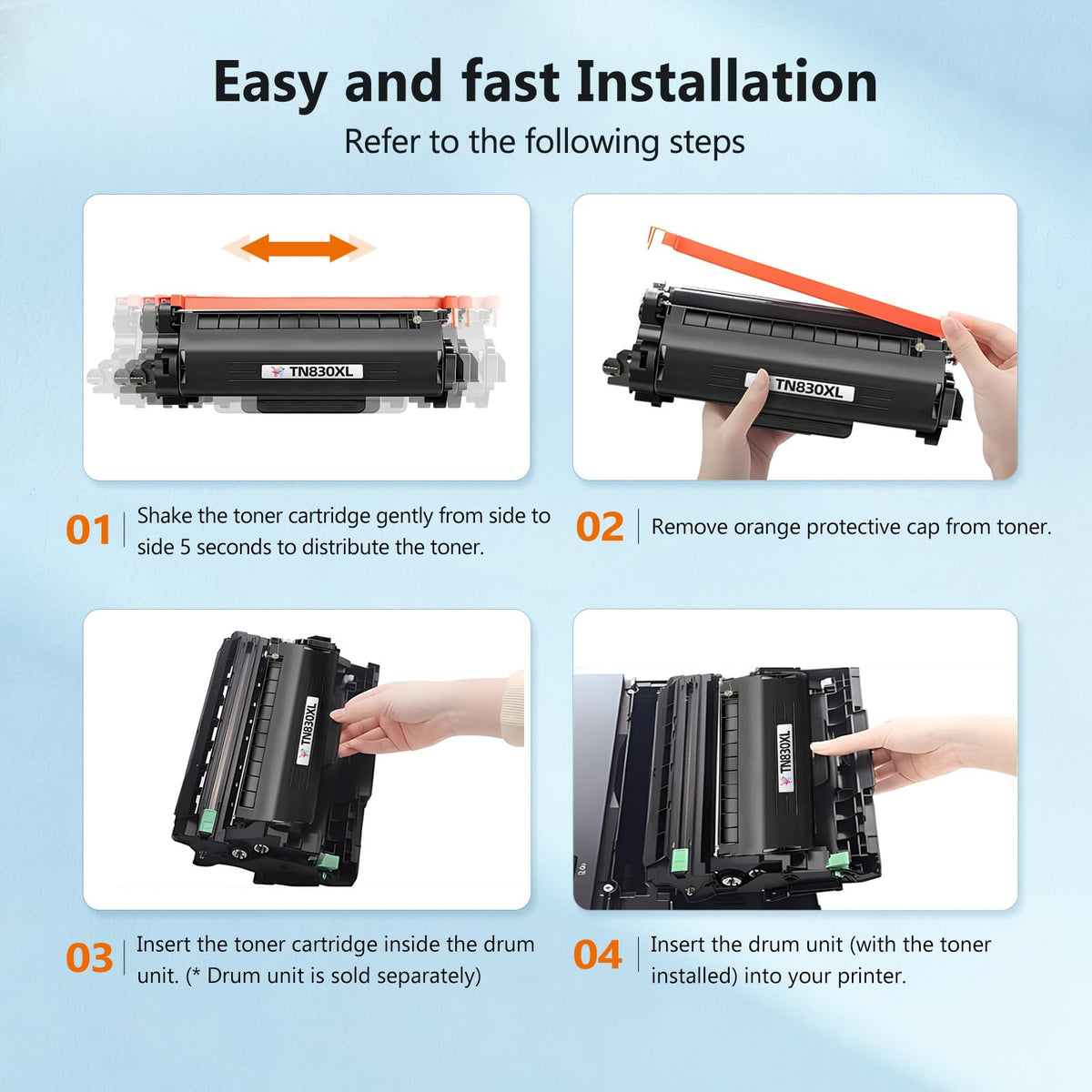 TN830XL Toner Cartridge Replacement for Brother TN830-XL TN-830 TN830