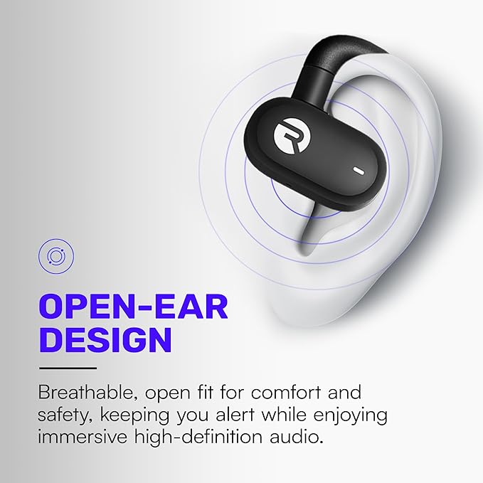 Raycon Everyday Open Earbuds – True Wireless Open Ear Bluetooth Headphones, Hook Design, IPX5 Water Resistant, 40 Hours of Battery Life (Purple)
