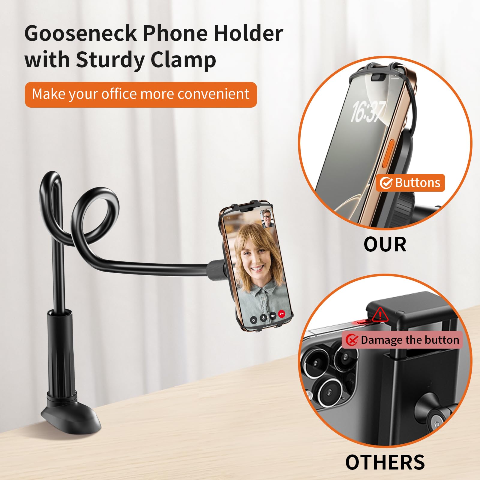 Arctiiro Gooseneck Kindle Holder for Reading in Bed - [Case-Friendly] Phone Holder for Bed, Kindle Paperwhite Stand Accessories, Overhead Cell Phone Clamp Mount for Desk, for Tablets 4-10 inches