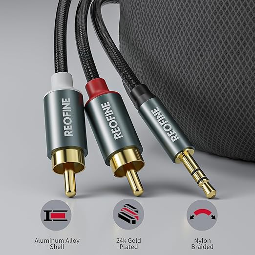 3.5mm to RCA Cable (5Feet/1.5M),3.5 mm 1/8 to RCA 2-Male Headphone Jack Adapter HiFi Sound Splitter Auxiliary Cord for Smartphone,MP3 Players,Laptops,Tablet,Speaker