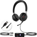 Yealink UH38 Bluetooth USB Wired Headset, Work Headset with Noise Cancelling Microphone, Teams Certified, Comfort Fit, Dual Connect for PC Computer & Mobile Devices, Dual Busylight