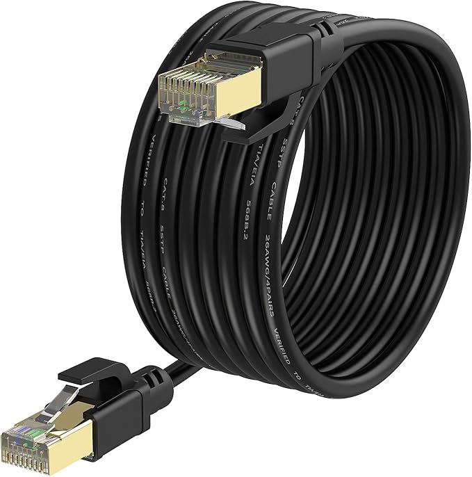 Cat8 Ethernet Cable, Internet Network Cord, 40Gbps 2000Mhz LAN Wires, High Speed SSTP LAN Cables with Gold Plated RJ45 Connector for Router, Modem, Gaming, Xbox (250ft)