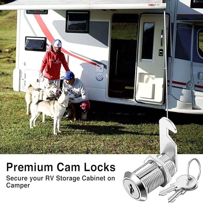 Cabinet Cam Locks Keyed Alike, 1-1/8'' Fits on 7/8'' Max Door Thickness, Secure File Drawer Mailbox RV Storage Replacement Set, Zinc Alloy (1-1/8 Inch 2Pcs)
