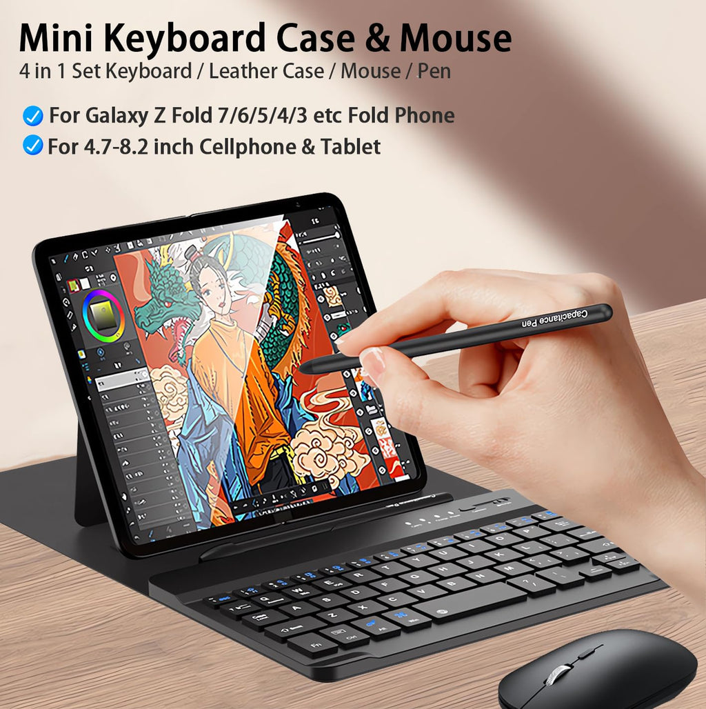 4-in-1 Wireless Keyboard Case for Galaxy Z Fold 8 Ultra/Z Fold8 Wide/7/6/5