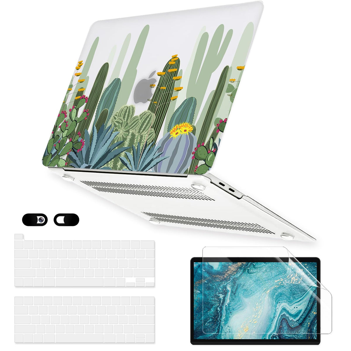 Sparkly Clear Case for MacBook Pro 13 inch M2 M1 A2338 A2289 A2251 A2159 A1989 A1706 2023-2016 Release with Touch ID, 6 in 1 Glitter Plastic Hard Shell&Keyboard Cover&Screen Protector&Webcam Cover