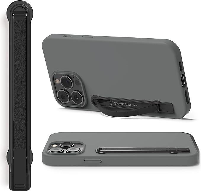 SleekGrip Premium: Swappable Phone Stand & Phone Grip - Ultra Thin Convertible Grip Holder Fits Most iPhone and Android Cases, Phone Strap Compatible with Wireless Chargers and Car Mounts