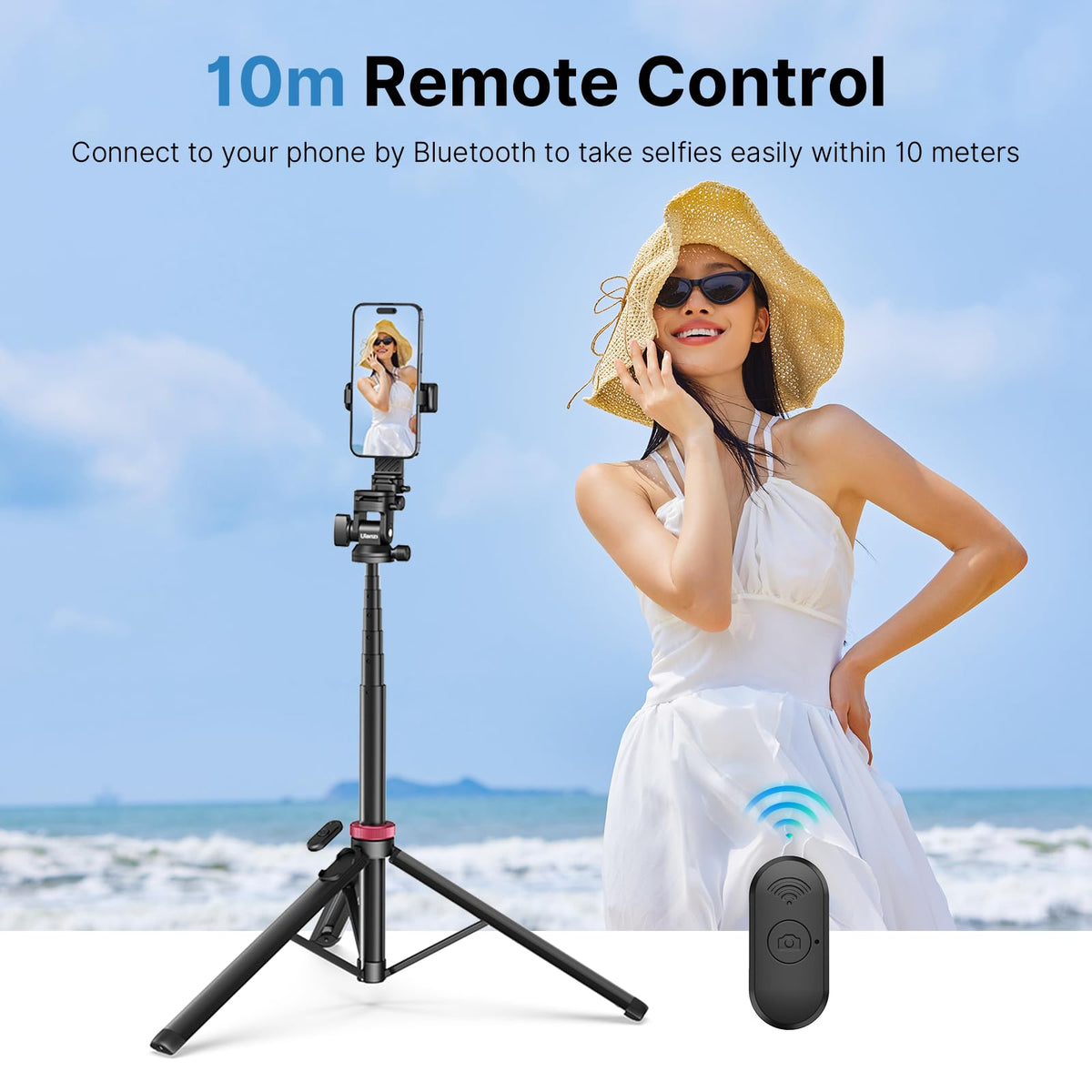 Ulanzi MT-78 Extendable Phone Tripod, 72.83" Selfie Stick Camera Stand