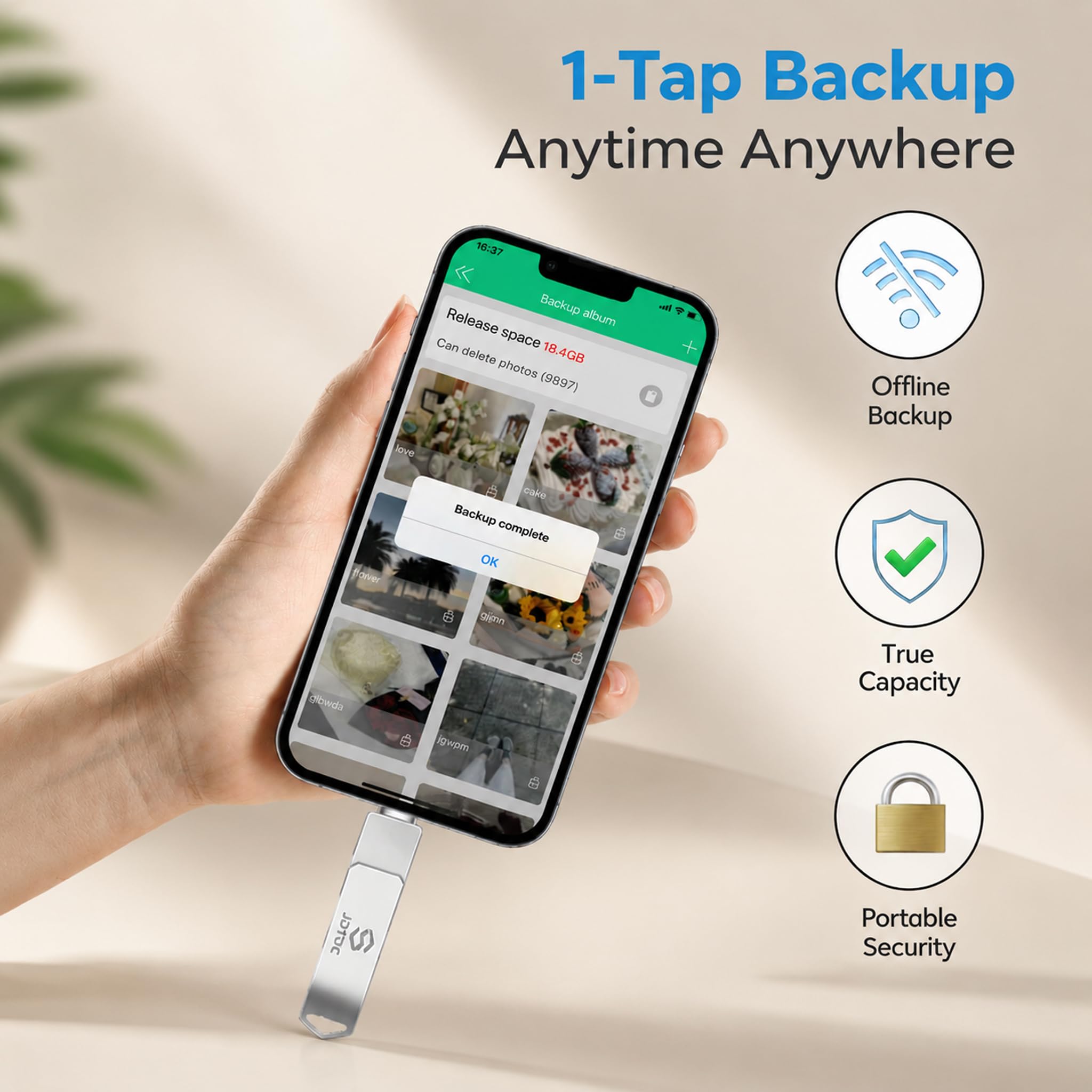 True Capacity 256GB MFi Certified iPhone Photo Stick, 3-in-1 Flash Drive