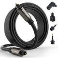 Elecan Optical Audio Cable 20 Ft Digital Audio Toslink Cable Cord-Fiber Optic-Gold Plated-Flexiable&Durable-for Home Theater,Sound Bar,PS4&Xbox-with 4 Right Angled and Mini Toslink Adapters+Ties