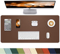 Leather Desk Pad Protector - Non-Slip PU Laptop Mat for Office/Home - Waterproof Writing Pad (31.5"x15.7", Brown)