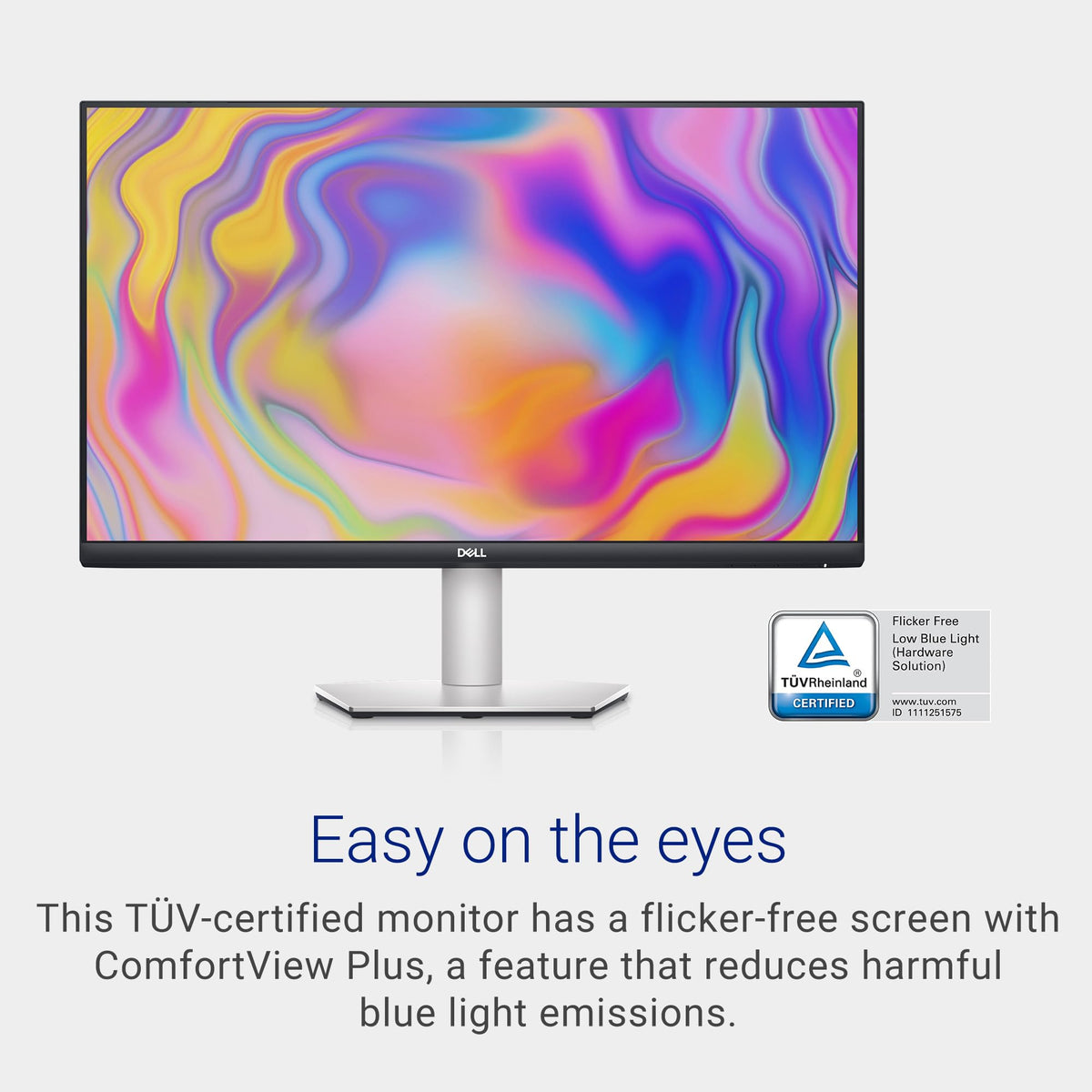 Dell S2722QC Monitor - 27 inch 4K USB-C, UHD (3840 x 2160) Display, 60Hz Refresh Rate, 8MS Grey-to-Grey Response Time, Built-in Dual 3W Speakers, 1.07 Billion Colors - Platinum Silver