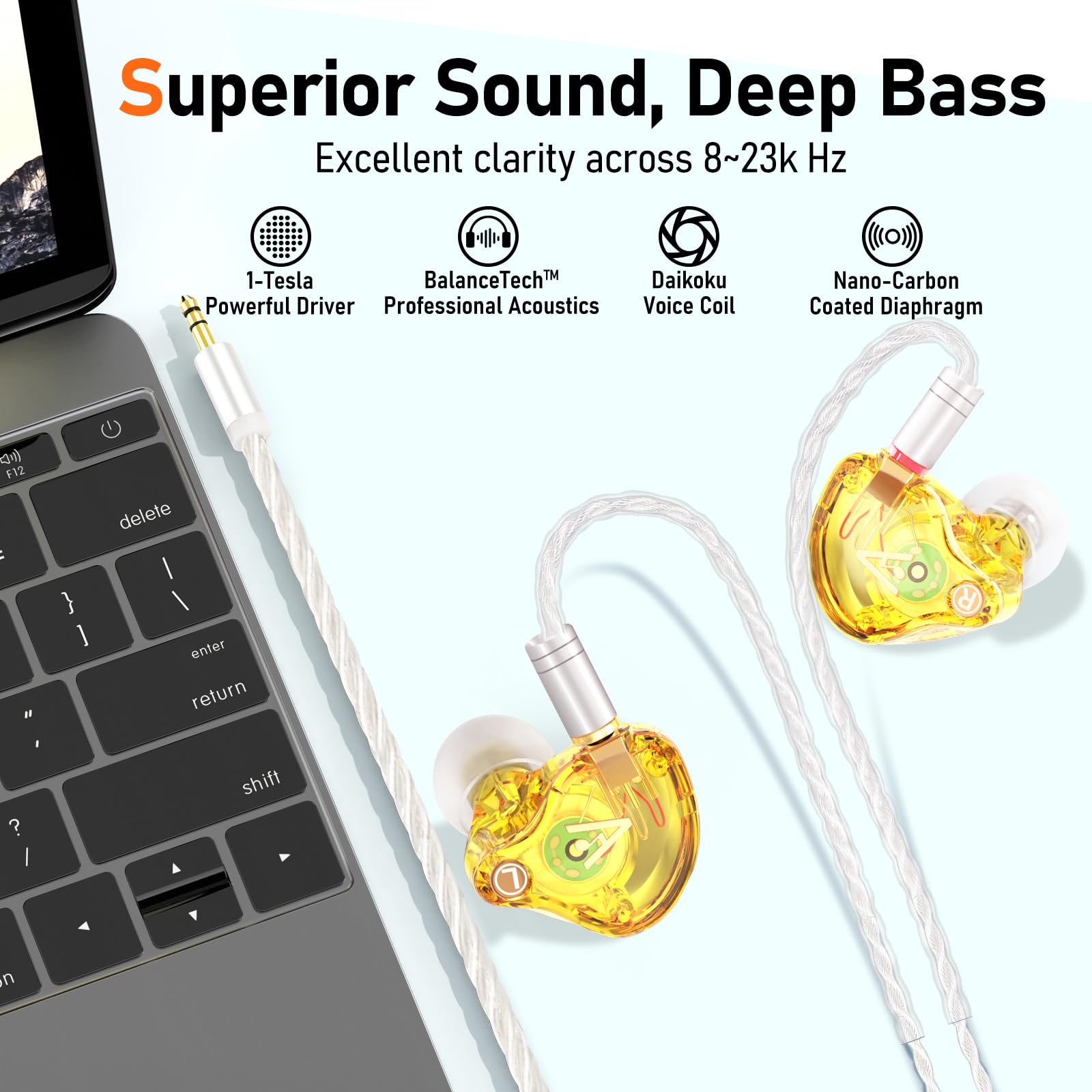 Audiovance Vibes 202 HiFi Wired Earbuds, IEM in Ear Monitor Headphones
