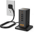 USB Charging Station for Multiple Devices PD 65W, TESSAN 9-in-1 USB C Charger Block for iPhone 16/15, MacBook, Tablet, Type C Desktop Charger with 3 AC, Home Travel Office Accessories