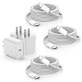 iPhone 16 15 Charger Fast Charging,3Pack 20W USB C Charger Type C Chargers Plug Wall Chargers 10FT USB-C Woven Charge Cable for iPhone 16e/16 Pro Max/16Pro/16 Plus/15 ProMax/iPad Pro/Air/Mini,AirPods