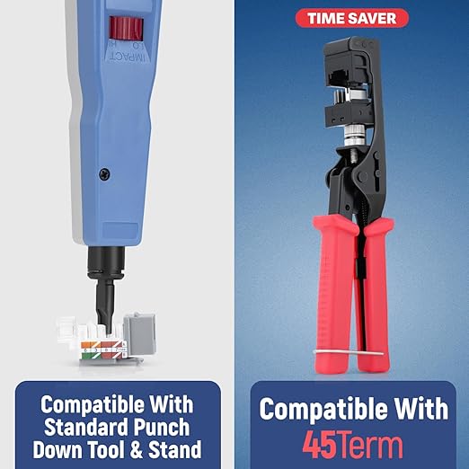 Everest 45° Angled RJ45 Cat5e Keystone Jacks 50-Pack in Gray - Slim Profile Female RJ45 Connectors - Cat 5e Keystone Jack - Compatible with 45° Angled Speed Termination Tool - 45Term (B0BL3GS7ZY)