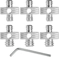 Camera Mount Screw 1/4" Male to 1/4" Male & 1/4" to 3/8" Tripod Screw Adapter with Hole 7 Pcs Set for Camera Tripod Mount Light Stand DSLR Equipped with Hex-L Key (Silver)