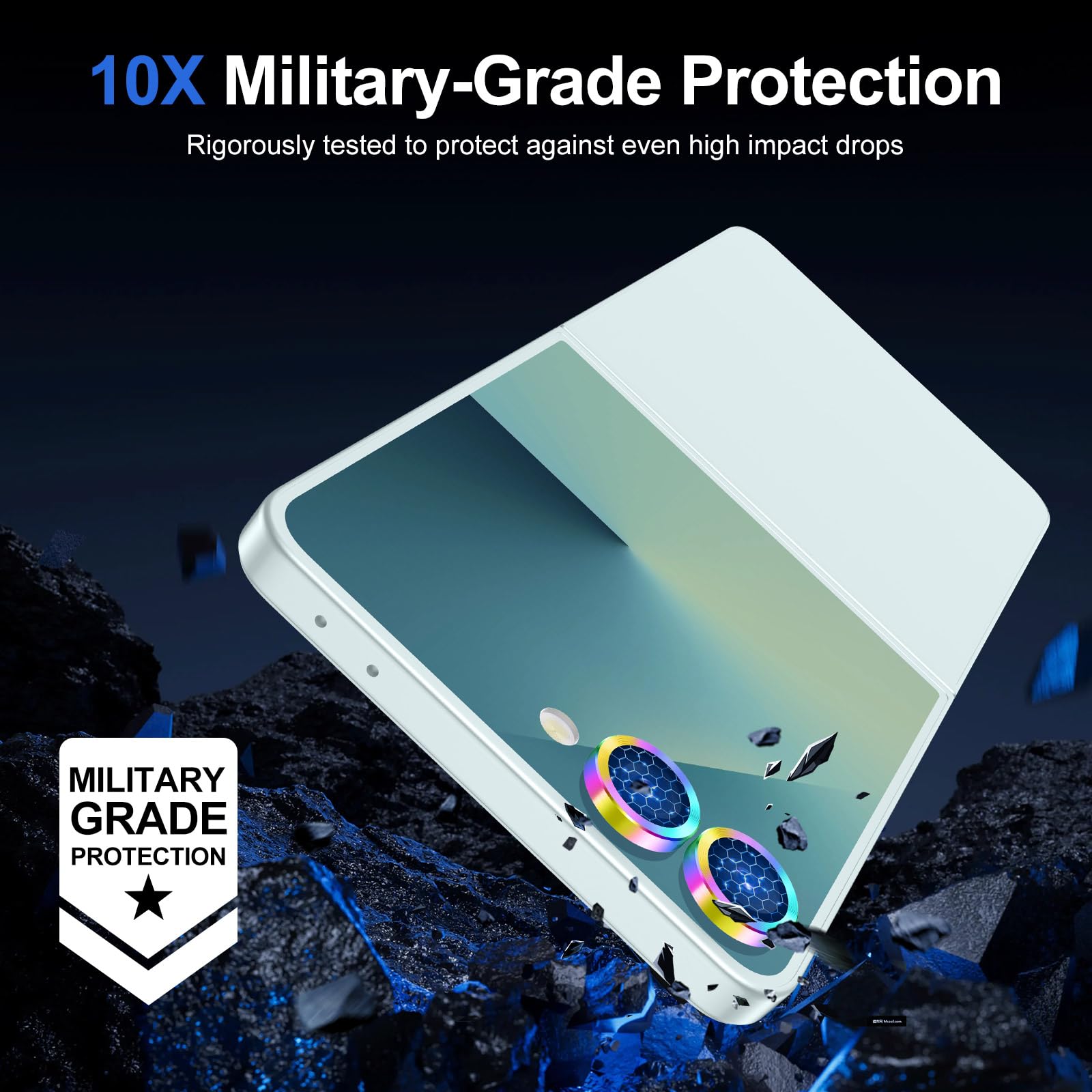 Avocase for Samsung Galaxy Z Flip 7 Camera Lens Protector, Individual Metal Ring Tempered Glass Lens Cover, [Strong Adsorption] Scratch Resistant Ultra-Thin HD Clear Lens Cover, 1 Set-Colorful