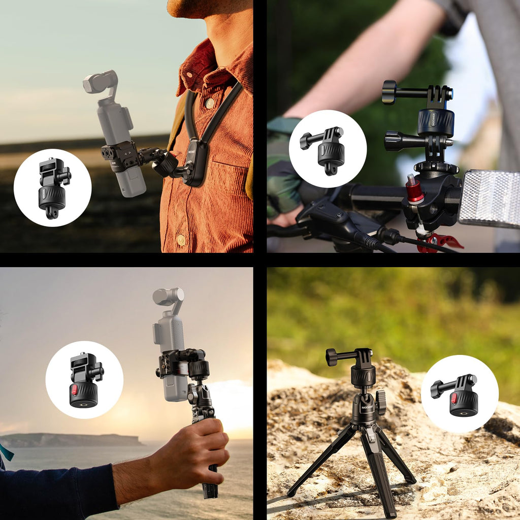NEEWER Magnetic Action Camera Mount Kit, Compatible with GoPro Hero 13 12 11 Max DJI Osmo Action Insta360, ABS Magnetic Quick Release Mount for POV Shots, GP-24