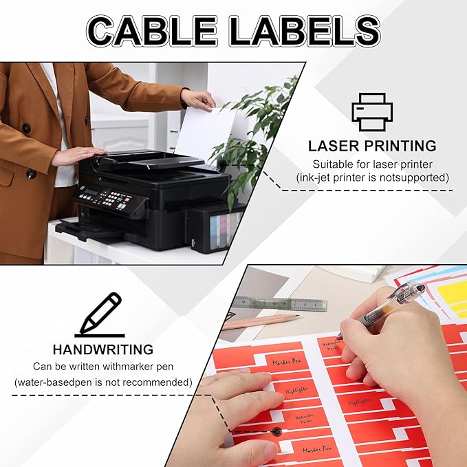 uxcell 300 Pcs Cable Labels, Waterproof Wire Cord Labels Tags, Cord Organizer Management Tags for Charger Cable Organizer Wire Markers Printer and Handwriting, Green