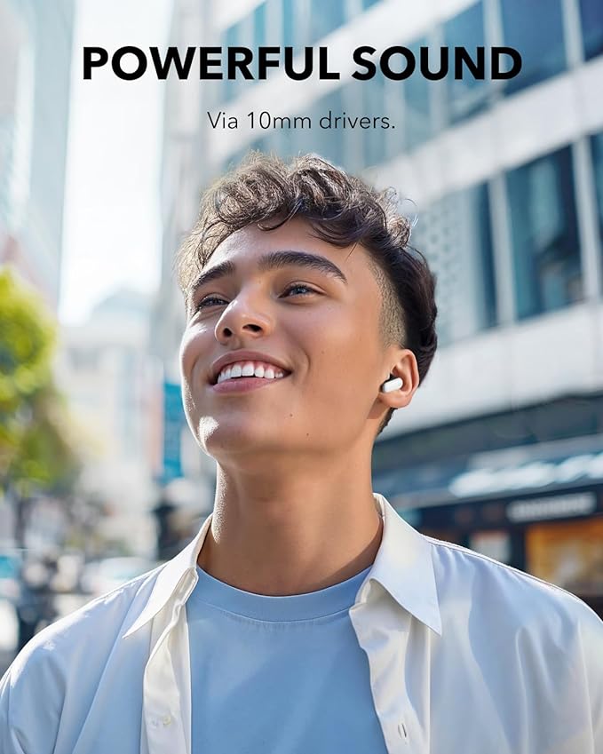 Soundcore P30i by Anker Noise Cancelling Earbuds, Strong and Smart Noise Cancelling, Powerful Bass, 45H Playtime, 2-in-1 Case and Phone Stand, IP54, Wireless Earbuds, Bluetooth 5.4 (White)